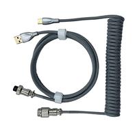 Coiled Keyboard Cable, Coiled USB C Cable USB C For Keyboard Double Sleeved Mechanical Cabl Pro Custom For Gaming (Silver Grey)