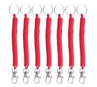 Coiled Lanyard Retractable Spring Coil Keychain 30pc Colorful Elastic Straps For Keys Wallet Cellphone(Red)