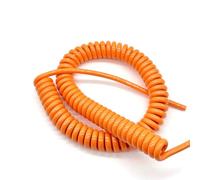 coiled mains flex, 2-core industrial spiral spring cable, stretched length 1 meter, original length 3 meters, specification 0.35-4mm²(0.5mm2 20AWG)