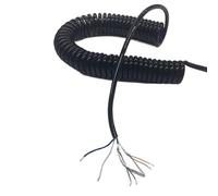 Coiled Mains Flex, 6 Core Spiral Cable Wire Shielded Twisted Pair Network Spring Wire 20AWG Elastic Telescopic Power Cord(Stretch 1 meter)