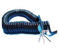 Coiled mains Flex Curly Spring Cord, 10 Cores Double Shielded Network Spiral Cable 20AWG Stretch 1 Meter to 15 Meters(Stretch 3 meter)