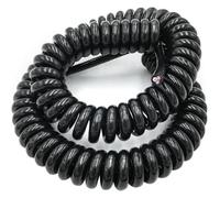 Coiled mains Flex Curly Spring Cord, 3 Core Electric Extensible Cable 0.5mm Square 2.5 Meters 5 Meters 7.5 Meters Black Power Cord Spring(3 Core 20awg,Line length 5 meter)