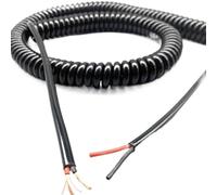Coiled mains Flex, Spring Spiral Wire 2 Core 1.5mm² 7mm Diameter Retractable Coil Pure Copper Stretch 1-12 Meters(Stretch 1 Meter)