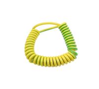 Coiled Power Cable Spiral Retractable Multi Core, PU Coiled Mains Flex Spiral Stretchable Grounding Cable Yellow Green 0.5-16mm² 20m(9AWG 6mm2)