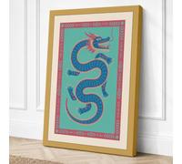 Coiled Serpent Art Deco Canvas Wall Art Print 24x16 Inch