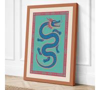 Coiled Serpent Art Deco Canvas Wall Art Print 24x16 Inch