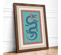 Coiled Serpent Art Deco Framed Wall Art Print A2 (59.4×42cm) Walnut, Wall Decor for Living Room, Bedroom, Office & Home, Ready to Hang, Art Gift