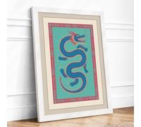 Coiled Serpent Art Deco Framed Wall Art Print A2 (59.4×42cm) White, Wall Decor for Living Room, Bedroom, Office & Home, Ready to Hang, Art Gift