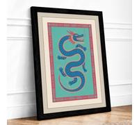 Coiled Serpent Art Deco Framed Wall Art Print A3 (42×29.7cm) Black, Wall Decor for Living Room, Bedroom, Office & Home, Ready to Hang, Art Gift