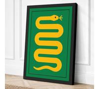 Coiled Serpent Geometric Canvas Wall Art Print 24x16 Inch | Black
