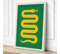 Coiled Serpent Geometric Canvas Wall Art Print 24x16 Inch | Cream