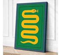 Coiled Serpent Geometric Canvas Wall Art Print 30x20 Inch | Teal