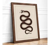 Coiled Serpent Japandi Framed Wall Art Print A1 (84.1×59.4cm) Walnut, Wall Decor for Living Room, Bedroom, Office & Home, Ready to Hang, Art Gift