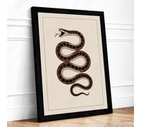 Coiled Serpent Japandi Framed Wall Art Print A4 (29.7×21cm) Black, Wall Decor for Living Room, Bedroom, Office & Home, Ready to Hang, Art Gift