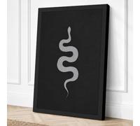 Coiled Serpent Minimalist Canvas Wall Art Print 18x12 Inch (46 x 30 cm)