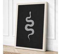 Coiled Serpent Minimalist Canvas Wall Art Print 36x24 Inch