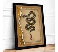 Coiled Serpent Vintage Framed Wall Art Print A1 (84.1×59.4cm) Black, Wall Decor for Living Room, Bedroom, Office & Home, Ready to Hang, Art Gift