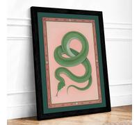 Coiled Serpent Vintage Framed Wall Art Print A2 (59.4×42cm) Black, Wall Decor for Living Room, Bedroom, Office & Home, Ready to Hang, Art Gift