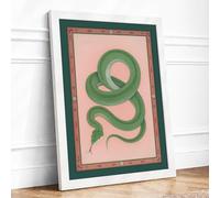 Coiled Serpent Vintage Framed Wall Art Print A3 (42×29.7cm) White, Wall Decor for Living Room, Bedroom, Office & Home, Ready to Hang, Art Gift