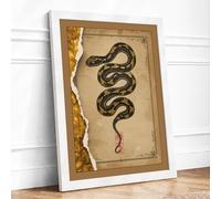 Coiled Serpent Vintage Framed Wall Art Print A3 (42×29.7cm) White, Wall Decor for Living Room, Bedroom, Office & Home, Ready to Hang, Art Gift