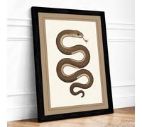 Coiled Serpent Vintage Framed Wall Art Print A4 (29.7×21cm) Black, Wall Decor for Living Room, Bedroom, Office & Home, Ready to Hang, Art Gift
