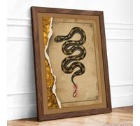 Coiled Serpent Vintage Framed Wall Art Print A4 (29.7×21cm) Walnut, Wall Decor for Living Room, Bedroom, Office & Home, Ready to Hang, Art Gift