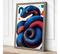 Coiled Serpents Geometric Canvas Wall Art Print 18x12 Inch
