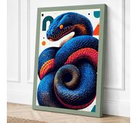 Coiled Serpents Geometric Canvas Wall Art Print 36x24 Inch