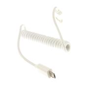 kenable Coiled Shielded USB 2.0 A to MICRO B Data and Charging Cable White 1m