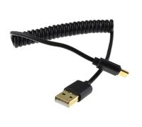 kenable Coiled Shielded USB 3.1 Type C Data 22 AWG Cable BLACK 1m GOLD