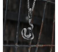 Coiled Snake Stainless Steel Pendant Necklace - Symbol of Rebirth, Transformation, Immortality, and Spiritual Guidance for Men and Women