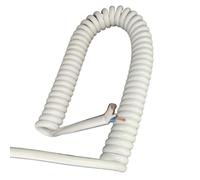 coiled spiral power cord, Coiled Mains Flex Curly Spring Cord, 2 Core .5mm Square Retractable Power Cable Line(White,Stretch 1.25 meter)