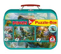 Coiled Spring Dinosaurs Four Jigsaws In A Keepsake Tin (2X60Pc/2X100Pc) - Brand New And Sealed