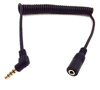 Coiled Stereo Audio Cable Haokiang Right Angle 90 Degree 1 to 6Ft 3.5mm Spring Audio Aux Extension Cable for Home/Car Stereo,Phone,Headset and More(M/F TRRS)