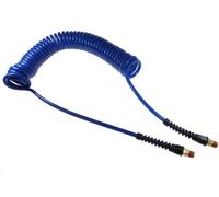 Coilhose Pneumatics PU38-25B-B Flexcoil Polyurethane Coiled Air Hose, 3/8-Inch ID, 25-Foot Length with (2) 3/8-Inch Reusable Strain Relief MPT Swivel Fittings, Dark Blue by Coilhose Pneumatics