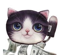 Coin Animal Change Purse - Portable Change Pouch, Cute Coin Bag | Multifunctional Cat Zippered Coin Purse with Cat Tail Decor, Multipurpose Animal Coin Pouch for Cell Phone, Cards, Jewelry, Keys
