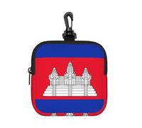 Coin Bag, Cambodia Flag Print Card Holder, Mini Pouch Change Wallet with Keychain, for Travel, Daily Use & Gifts