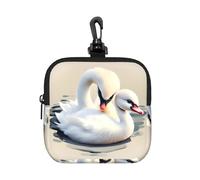 Coin Bag, Cute Little swan Print Card Holder, Mini Pouch Change Wallet with Keychain, for Travel, Daily Use & Gifts