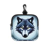 Coin Bag, Fierce Wolf Head Print Card Holder, Mini Pouch Change Wallet with Keychain, for Travel, Daily Use & Gifts