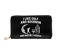 Coin Bag I Like Golf and Bourbon and Maybe 3 People Handbag RFID Blocking Coin Purse Colourful Leather Wallet for Girlfriend, Unisex, Evening Party