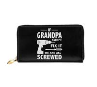Coin Bag If Grandpa Can't Fix It We're All Screwed Leather Wallet RFID Blocking Ladies Wallet Pouch Retro Style Women Card Case for Friend, Evening Party, Kids