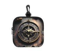 Coin Bag, Magical Design Norse Runes Compass Print Card Holder, Mini Pouch Change Wallet with Keychain, for Travel, Daily Use & Gifts
