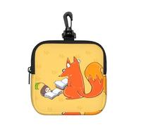Coin Bag, Sunflower Seeds and Foxes Print Card Holder, Mini Pouch Change Wallet with Keychain, for Travel, Daily Use & Gifts