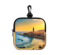 Coin Bag, Sunset in Barcelona Print Card Holder, Mini Pouch Change Wallet with Keychain, for Travel, Daily Use & Gifts