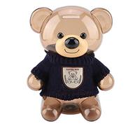 Coin Bank Piggys Bank Adorable Bear Money Jar Transparent Money Coin Bank Plastic Coin Counter for Adults Gift (Black)