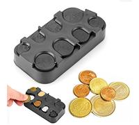 Coin Box, Coin Storage, Euro Coin Holder, Coin Sorter, Coin Collector, Suitable for Buses, Taxis, 8 Compartments from 2 Euro to 1 Cent, Black