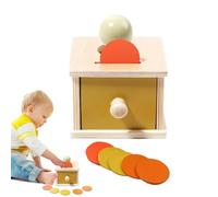 Coin Box - Wooden Sensory Cube, Object Permanence Toy, Early Learning Shape Sorter, Preschool Educational Drawer Crate | Cognitive Skill Development For Kids Boys Girls