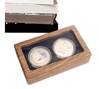 Coin Boxes for Collectors - Souvenir Coin Collection Holder Wood | Commemorative Emblem Holder Black Walnut for Table, Badge Organizer Case
