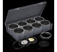 Coin Capsules 40pcs 46mm Coin Capsules with Foam Gasket Clear Round Coin Holder Case Coin Storage Container Box with Organiser Box Coin Storage Box for Coin Collection Supplies, 8 Sizes