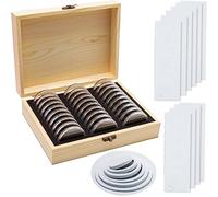 Coin Capsules Holder Wooden Coin Holder 30 Pcs Coin Collection Case Commemorative Collection Case Coin Storage Box with Lock Coins Collector Case Holder for 20/25/30/35/40/46mm